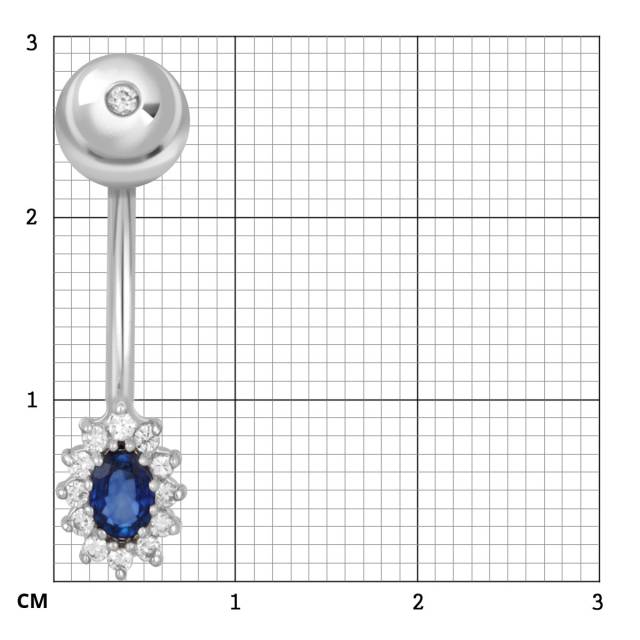 Пирсинг из белого золота с бриллиантами и сапфиром (038611)