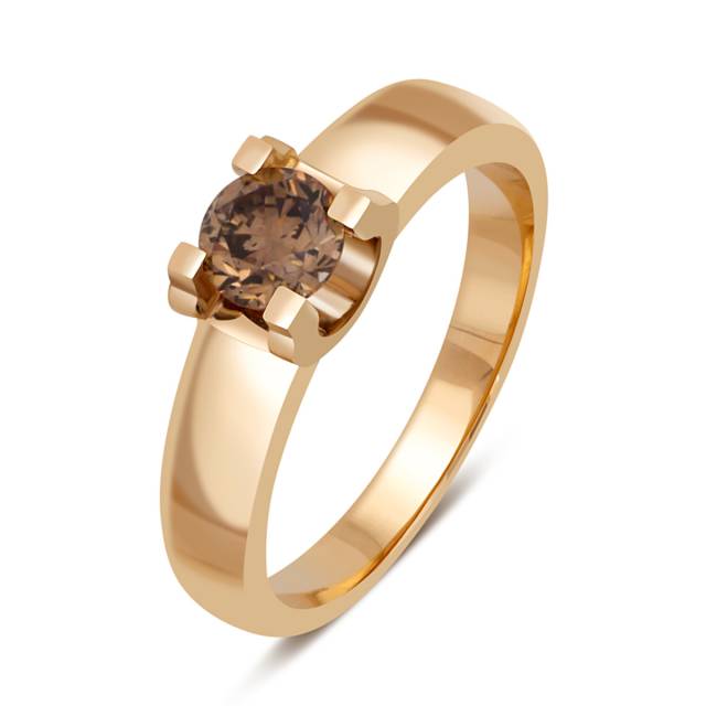 Помолвочное кольцо из красного золота с коньячным бриллиантом  (049291)