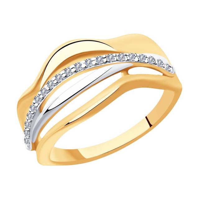 Кольцо из комбинированного золота с бриллиантами (042877)
