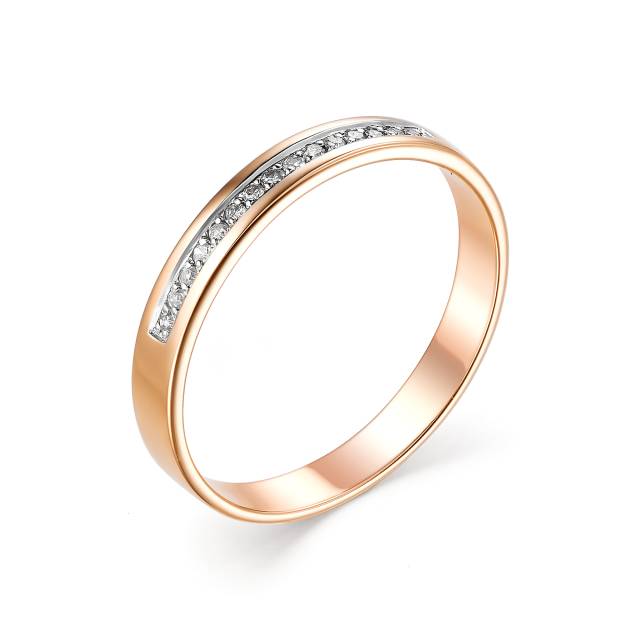Обручальное кольцо из красного золота с бриллиантами (038985)