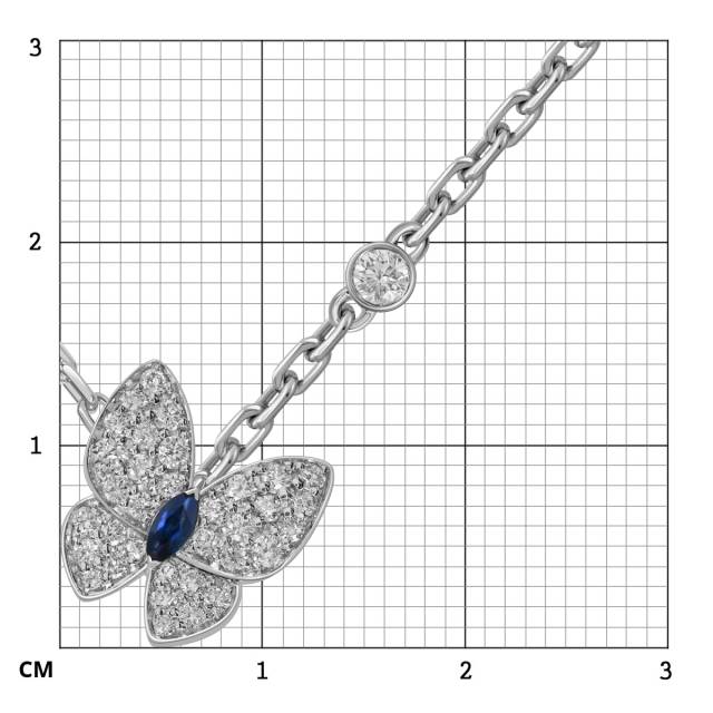 Колье из белого золота с бриллиантами и сапфиром "Бабочки" (055150)