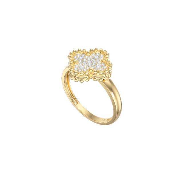 Кольцо из жёлтого золота с фианитами (058594)