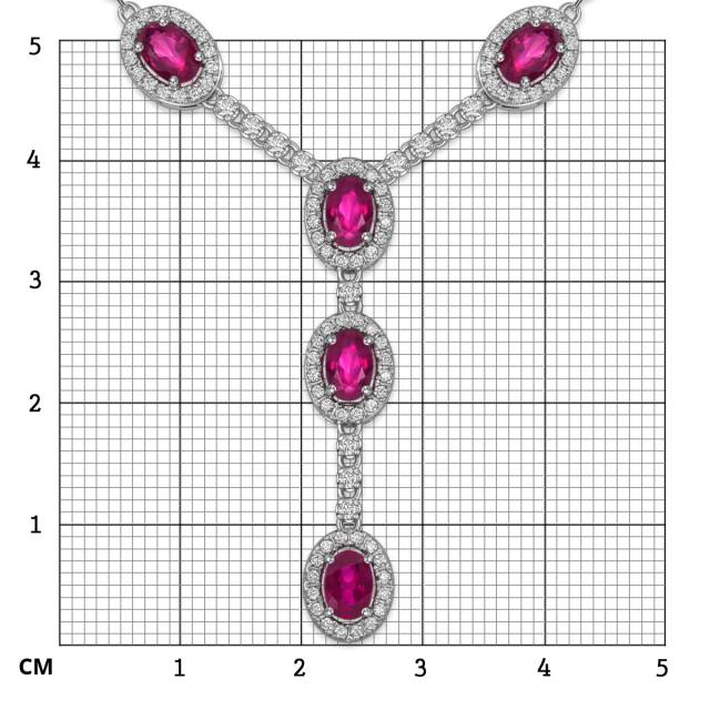Колье из белого золота с бриллиантами и рубинами (056131)