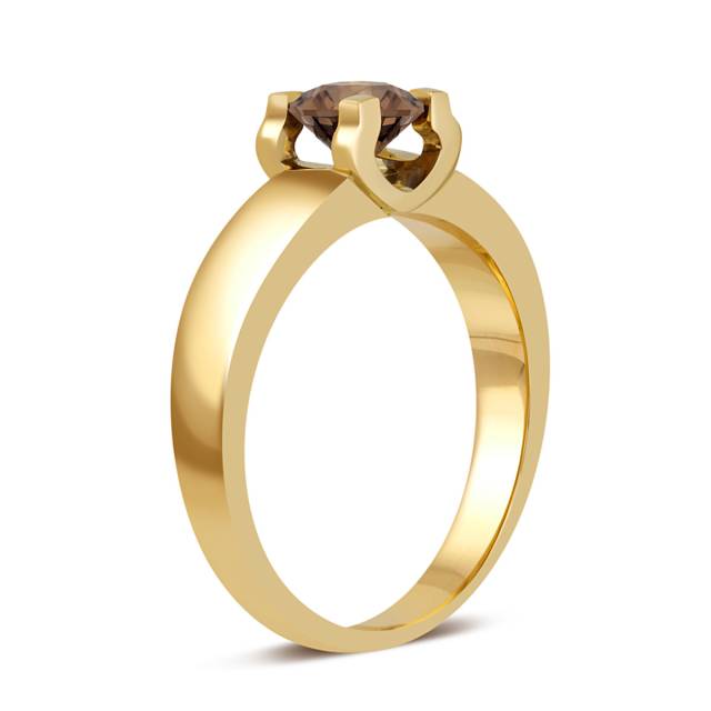 Помолвочное кольцо из жёлтого золота с коньячным бриллиантом  (049325)