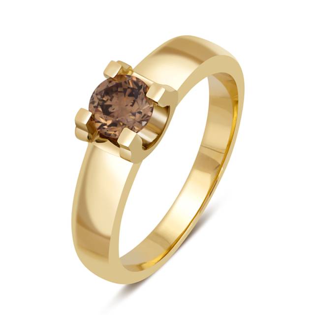 Помолвочное кольцо из жёлтого золота с коньячным бриллиантом (049325)