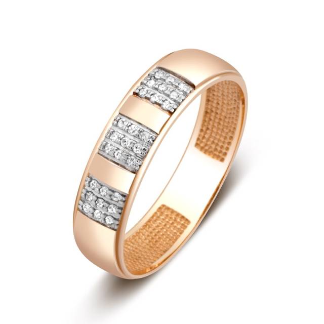 Кольцо из красного золота с бриллиантами (024049)