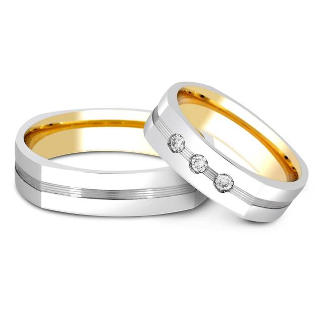 Обручальное кольцо из комбинированного золота с бриллиантами Tiamo (014918)