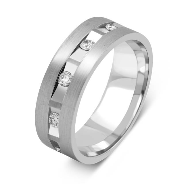 Обручальное кольцо из белого золота с бриллиантами (041416)