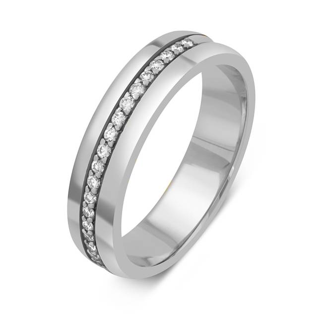 Обручальное кольцо из белого золота с бриллиантами (048373)