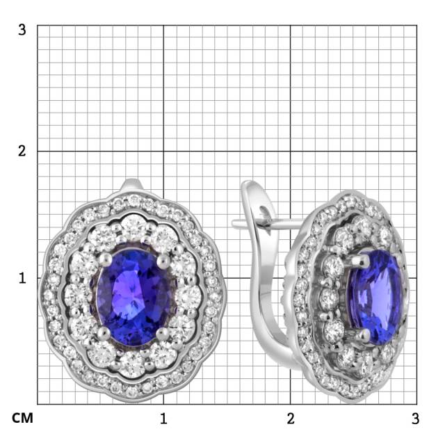Серьги из белого золота с бриллиантами и танзанитами (047535)