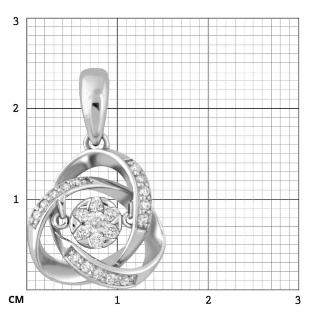Кулон из белого золота с бриллиантами (047822)