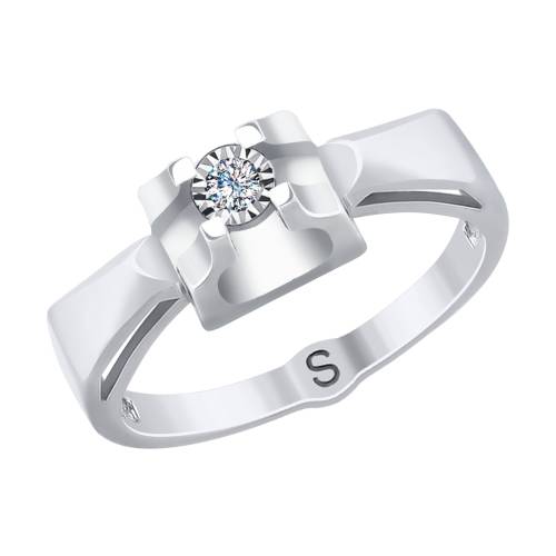 Помолвочное кольцо из белого золота с бриллиантом (040786)