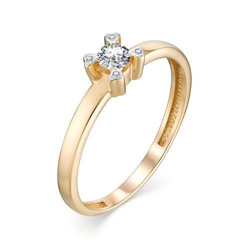 Помолвочное кольцо из красного золота с бриллиантами (032882)