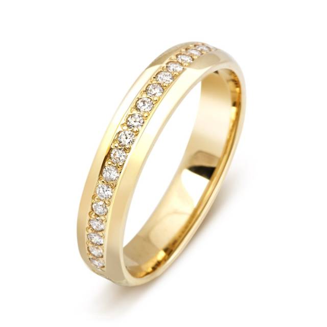 Обручальное кольцо с бриллиантами из желтого золота (014800)