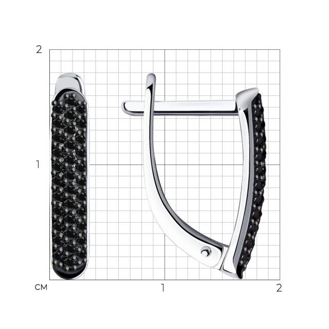 Серьги из белого золота с чёрными бриллиантами (042925)