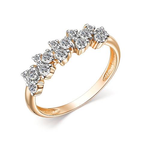 Кольцо из красного золота с бриллиантами (053644)