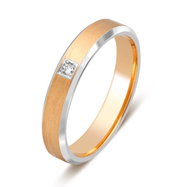 Обручальное кольцо из комбинированного золота с бриллиантом (028716)