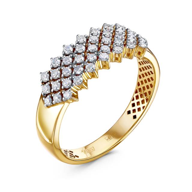 Кольцо из жёлтого золота с бриллиантами (050782)