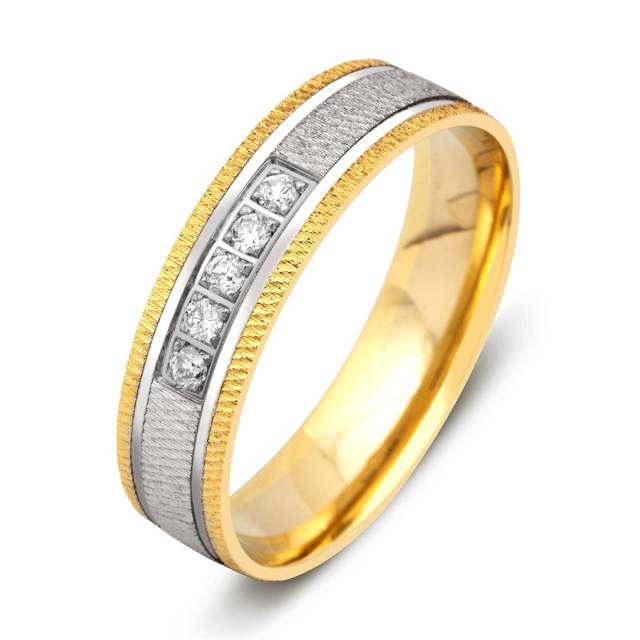 Обручальное кольцо из комбинированного золота с бриллиантами (002324)