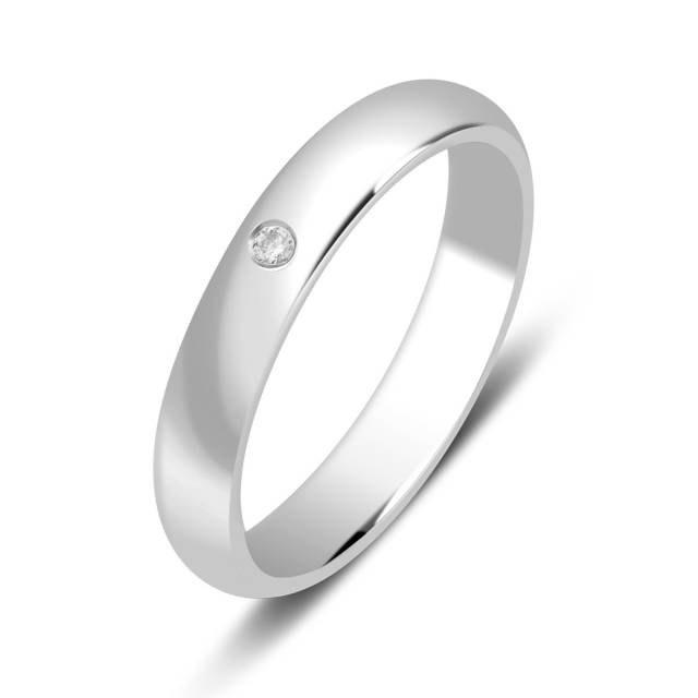Обручальное кольцо из белого золота с бриллиантом (025587)