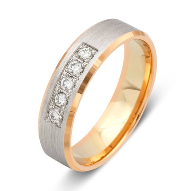 Обручальное кольцо из комбинированного золота с бриллиантами (049489)