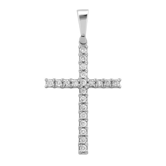 Кулон крест из белого золота с бриллиантами (038944)