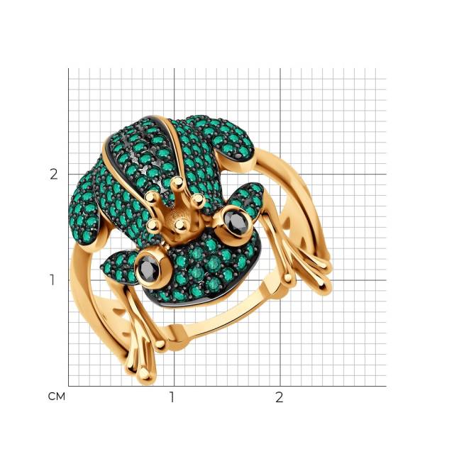 Кольцо из красного золота с бриллиантами и изумрудами (052803)