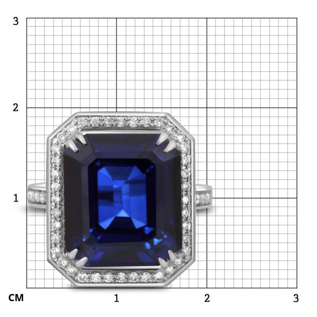 Кольцо из белого золота с бриллиантами и сапфиром (047978)