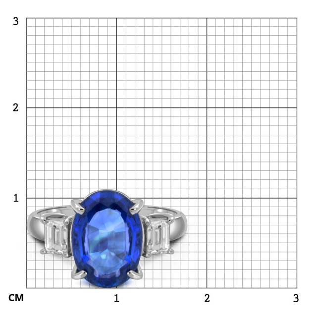 Кольцо из платины с бриллиантами и сапфиром (054923)