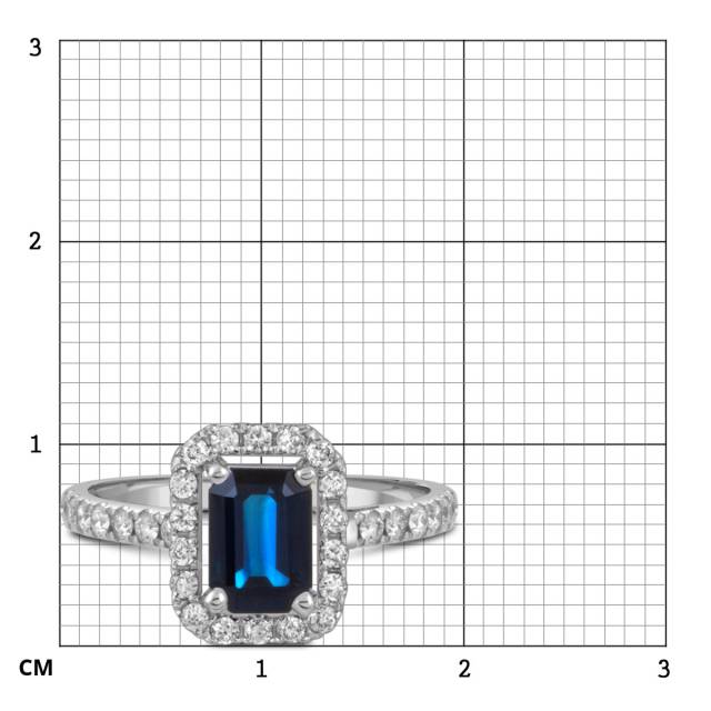 Кольцо из белого золота с бриллиантами и сапфиром (052426)