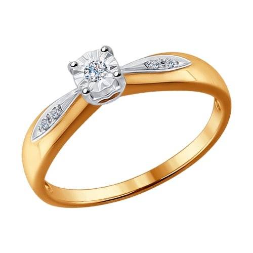 Помолвочное кольцо из красного золота с бриллиантами (029576)