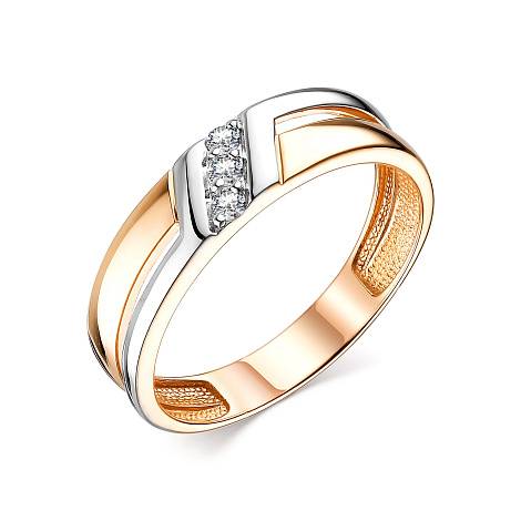 Кольцо из красного золота с бриллиантами (048758)