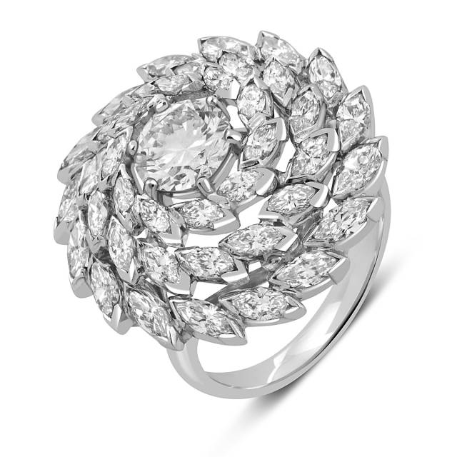 Кольцо из белого золота с бриллиантами (059021)