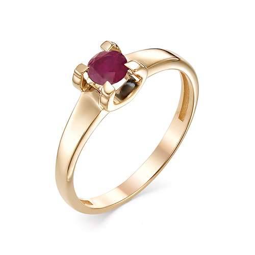Помолвочное кольцо из красного золота с рубинами (034575)
