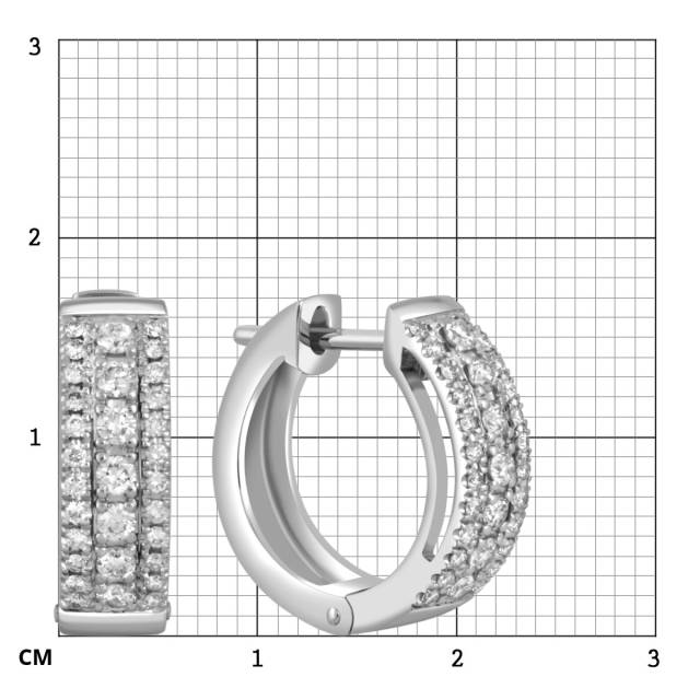 Серьги конго из белого золота с бриллиантами (046793)