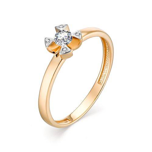 Помолвочное кольцо из красного золота с бриллиантами (032855)