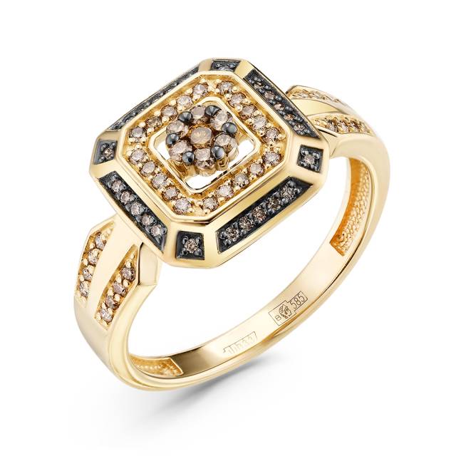 Кольцо из жёлтого золота с коньячными бриллиантами (055842)
