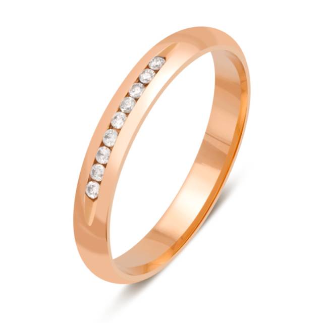 Обручальное кольцо с бриллиантами из красного золота (013280)