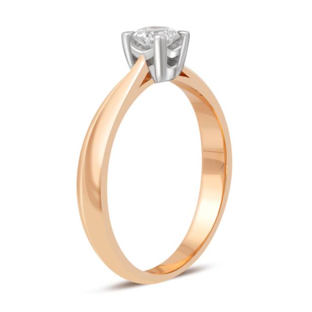 Помолвочное кольцо из комбинированного золота с бриллиантом (039830)