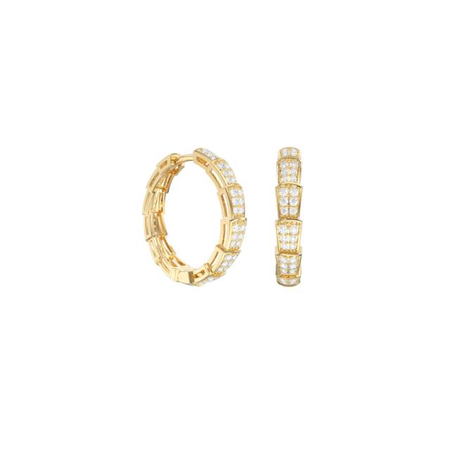 Серьги конго из жёлтого золота с фианитами (056080)