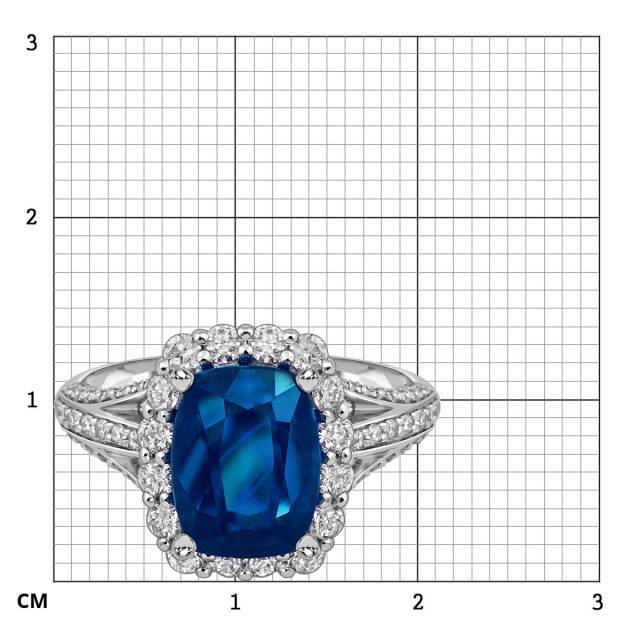 Кольцо из белого золота с бриллиантами и сапфиром (063880)