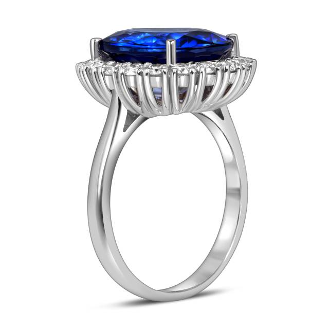 Кольцо из белого золота с бриллиантами и сапфирами (053786)