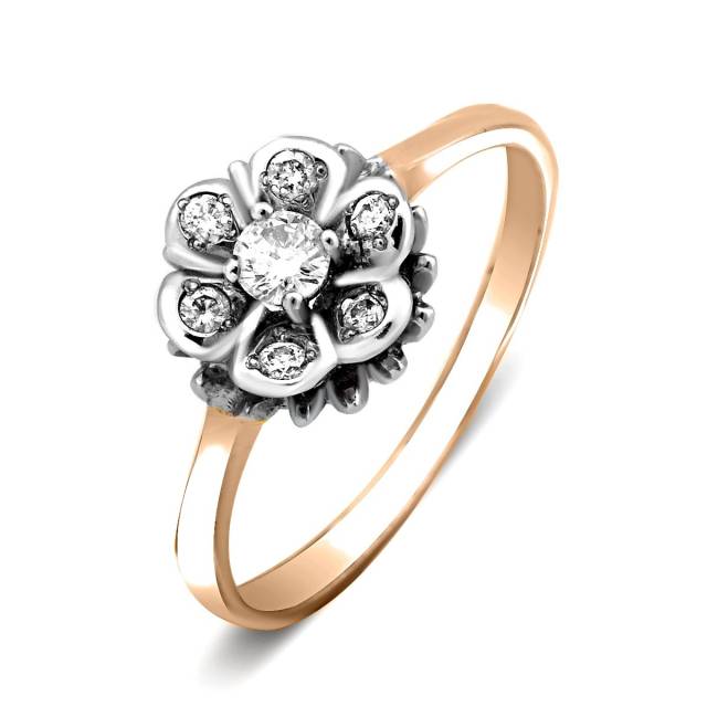 Помолвочное кольцо их комбинированного золота с бриллиантами (016806)