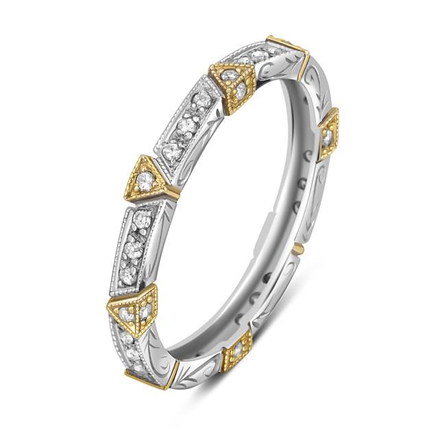 Кольцо из комбинированного золота с бриллиантами (018691)