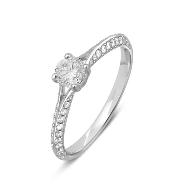 Помолвочное кольцо из белого золота с бриллиантами (038092)