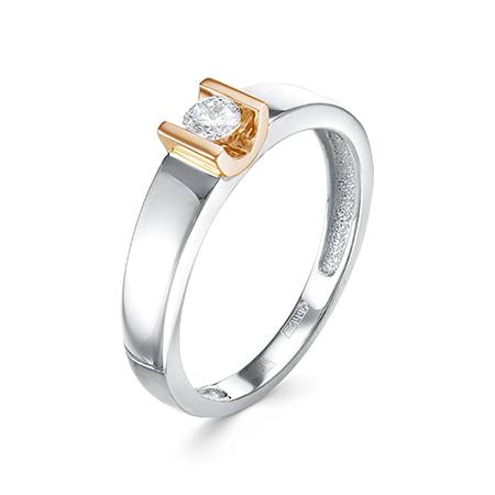 Помолвочное кольцо из комбинированного золота с бриллиантом (044412)