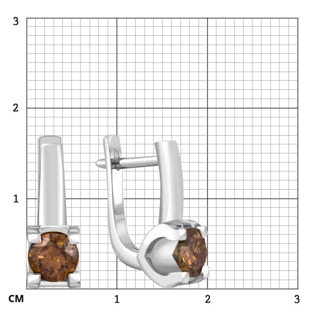 Серьги из белого золота с коньячными бриллиантами (049313)