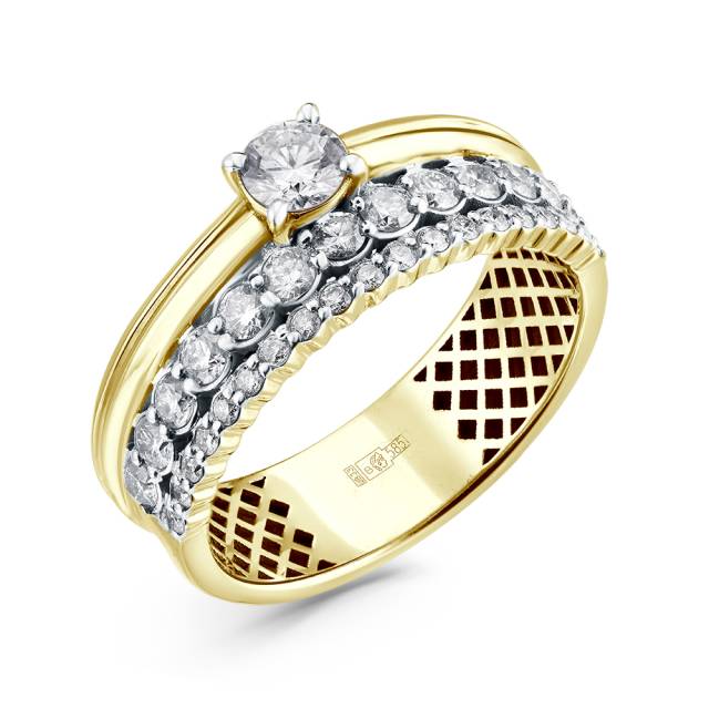 Помолвочное кольцо из жёлтого золота с бриллиантами (051403)