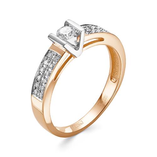 Помолвочное кольцо из комбинированного золота с бриллиантами (043054)