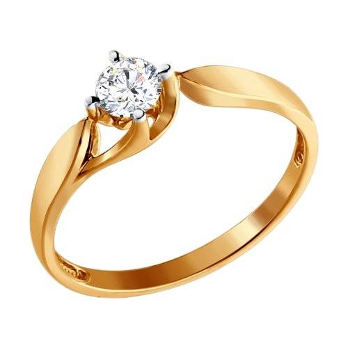 Помолвочное кольцо из красного золота с бриллиантом (045060)